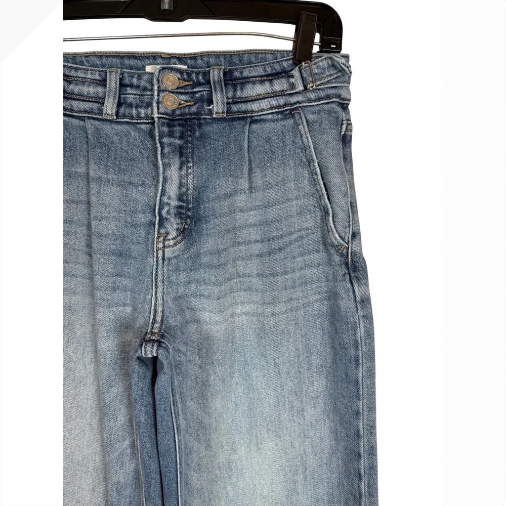 KanCan Women Light Wash Wide Leg Pleated High Rise Jeans KC9368M Size 7/27 Blue